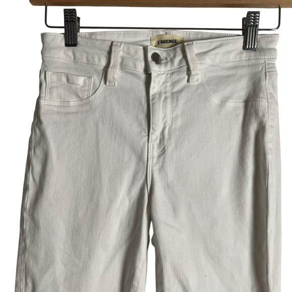L’Agence White Side Slit High Rise Denim Skinny Jeans Size 25 - Picture 2 of 9